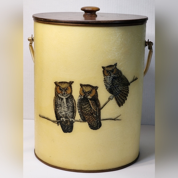 Bacova Guild Other Vintage Bacova Guild Va Vintage Ice Bucket Owls Mcm Wood Top Grace